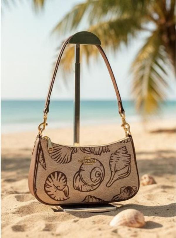 Coach Teri Shoulder Bag In Signature Canvas Shell Print OG & Dust Bag 66123