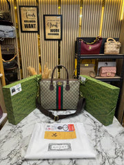 Gucci Ophidia GG Supreme Stripe Briefcase With Box And Dust Bag