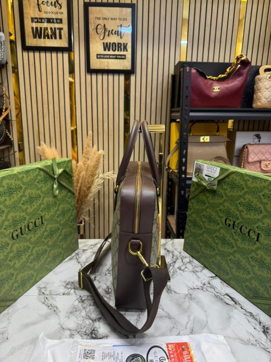 Gucci Ophidia GG Supreme Stripe Briefcase With Box And Dust Bag
