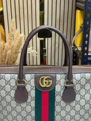 Gucci Ophidia GG Supreme Stripe Briefcase With Box And Dust Bag