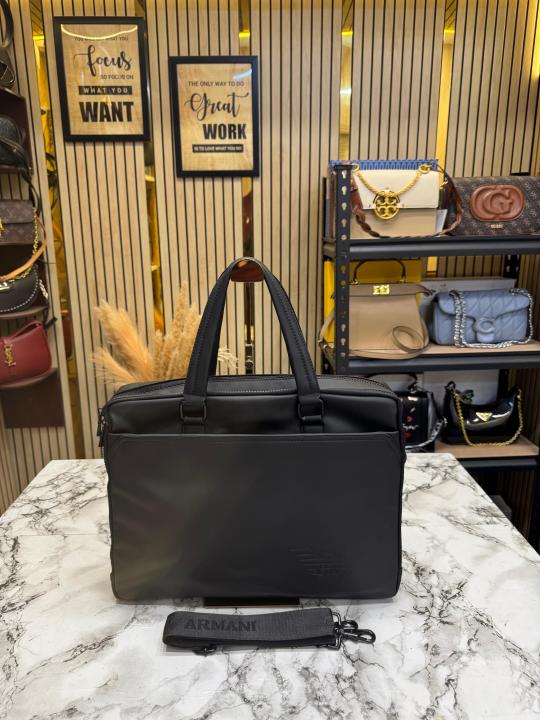 Emporio Armani Sleek Business Briefcase In Black With detachable Strap (A8910)