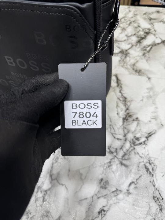 Hugo Boss Monogram Print Business Briefcase Bag (Black-7804)