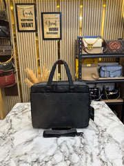 Hugo Boss Monogram Print Business Briefcase Bag (Black-7804)