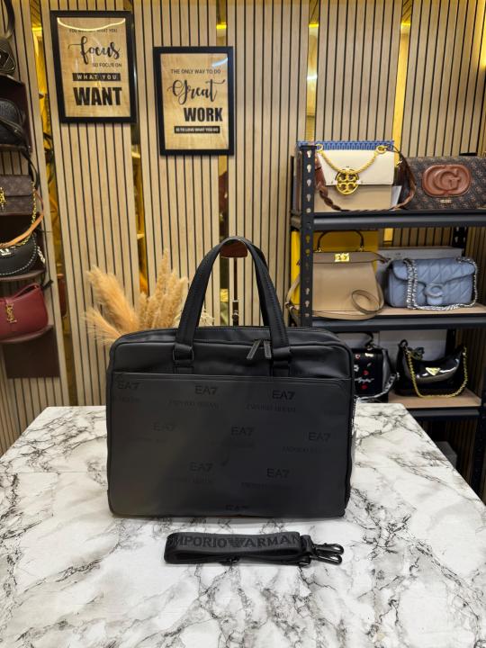 Emporio Armani EA7 allover Logo Laptop Briefcase Bag (Black-E7806)