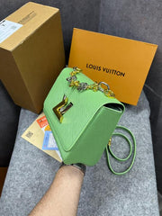 Louis Vuitton Twist MM Green Epi Leather Iconic LV Twist Lock Double Box & Dust Cover M22773 Green
