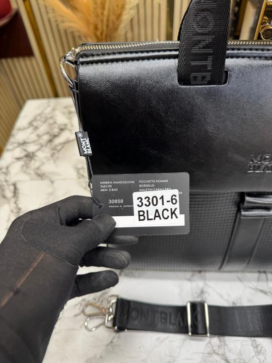 Mont Blanc Premium Textured Flap Laptop Black Bag (V-3301-6)