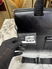 Mont Blanc Premium Textured Flap Laptop Black Bag (V-3301-6)