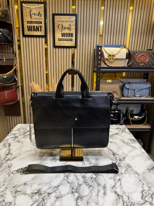 Mont Blanc Noir Vertical Zip Laptop Bag Premium Quality (8180-Black)