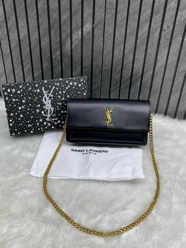 YSL Sunset Black Small Shoulder Bag With OG Box & Dust Cover 8878 Black