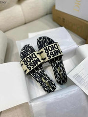 Miss Dior Premium Dway Slide With OG Box & Carry Bag White Black 1058