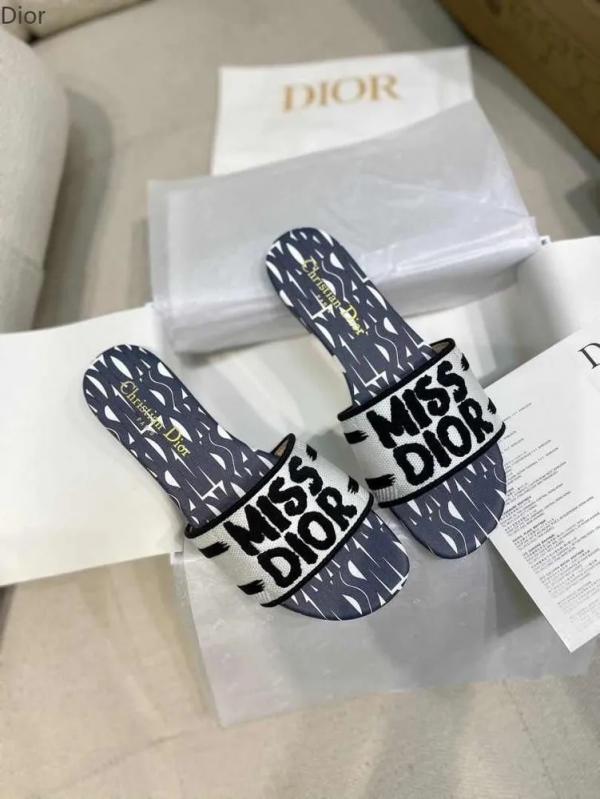 Miss Dior Premium Dway Slide With OG Box & Carry Bag White Blue 1059