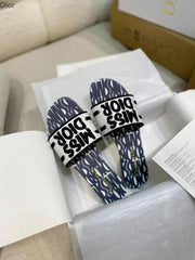 Miss Dior Premium Dway Slide With OG Box & Carry Bag White Blue 1059
