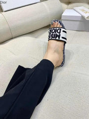 Miss Dior Premium Dway Slide With OG Box & Carry Bag White Blue 1059