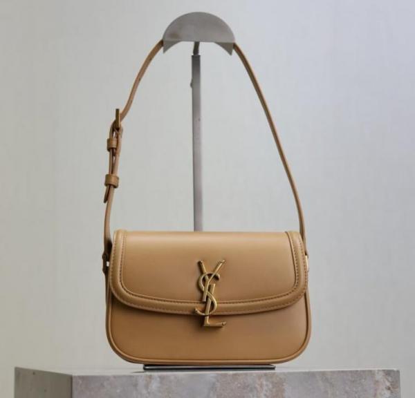 YSL Solferino Shoulder Bag Apricot With OG Box Dust Cover & Long Sling Belt 8879 Apricot