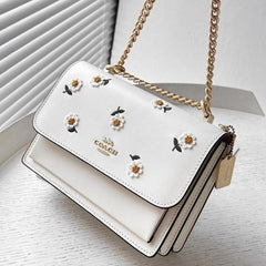 Coach Klare Crossbody Bag Chalk White Embroidered Daisy Flowers With OG Double Box Dust Cover & Carry Bag 90440