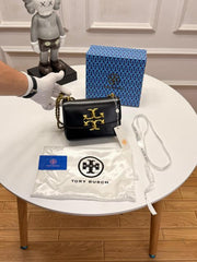 Tory Burch Elannor Premium Shoulder Bag With OG Box Dust Bag 112 Black