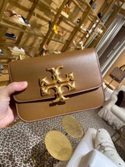 Tory Burch Elannor Premium Shoulder Bag With OG Box Dust Bag 112 Brown