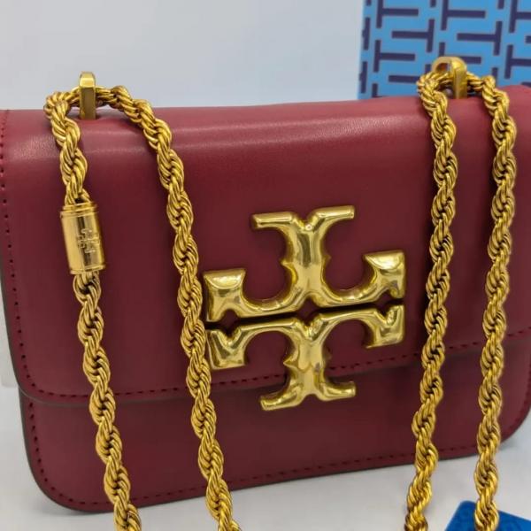 Tory Burch Elannor Premium Shoulder Bag With OG Box Dust Bag  112 Wine