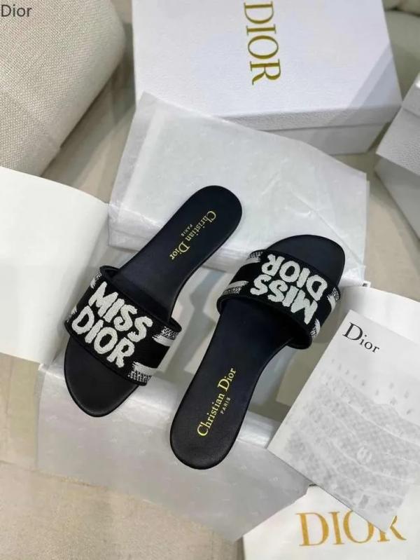 Miss Dior Premium Dway Slide With OG Box & Carry Bag Black 1057