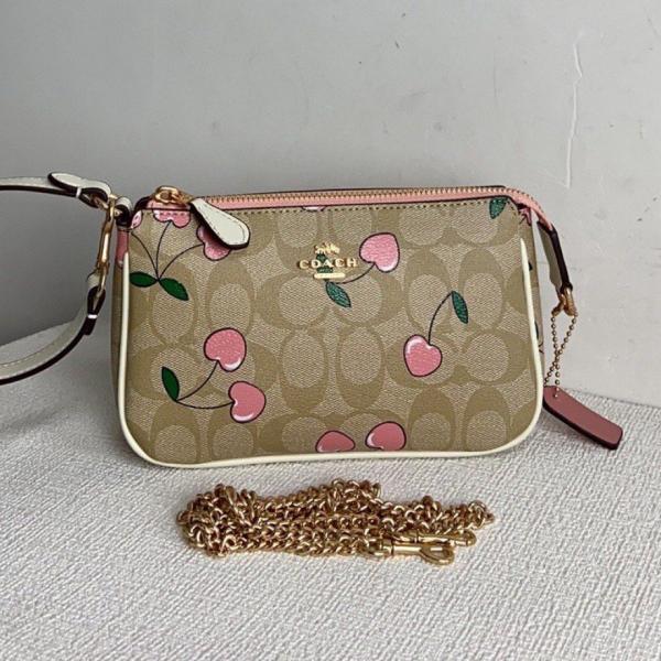 Coach Nolita 19 Pink Cherry Sling Bag With Box Dust Bag Sling Chain C1001 Pink Cherry