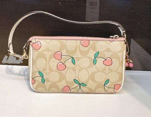Coach Nolita 19 Pink Cherry Sling Bag With Box Dust Bag Sling Chain C1001 Pink Cherry