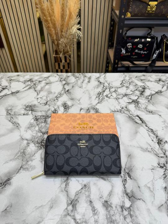Coach Monogram PVC Leather Long Wallet (60017-Black)