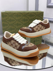 Gucci Screener Designer Sneaker Canvas Leather Brown
