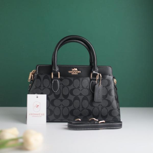 Coach Darcie Carry all Signature Canvas Black color scheme With OG Box Dust Cover 2387 All Black