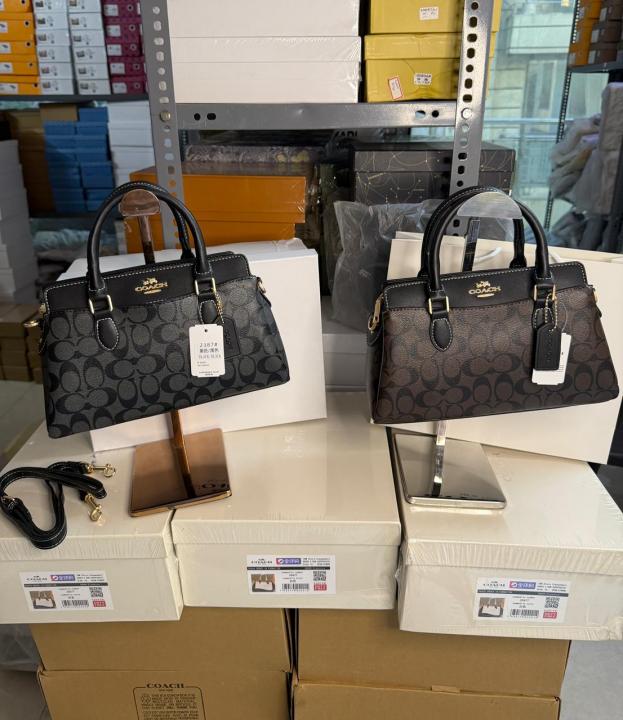 Coach Darcie Carry all Signature Canvas Black color scheme With OG Box Dust Cover 2387 All Black