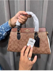 Coach Darcie Carry all Signature Canvas Apricot Brown color scheme With OG Box Dust Cover 2387 Apricot Brown