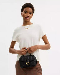 Coach  Tabby Top Handle Bag Black With Quilting With OG Box Dust Cover & Carry Bag 9922 Black