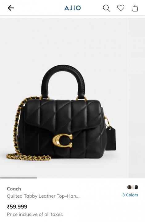 Coach  Tabby Top Handle Bag Black With Quilting With OG Box Dust Cover & Carry Bag 9922 Black