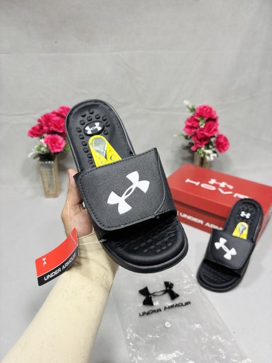UNDER ARMOUR IGNITE ADJUSTABLE STRAP SLIDES BLACK