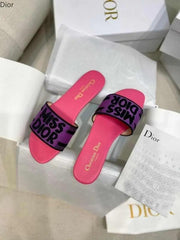 Miss Dior Premium Dway Slide With OG Box & Carry Bag Purple Pink 1063