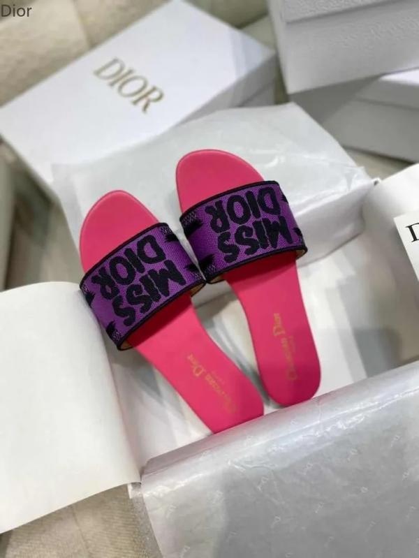 Miss Dior Premium Dway Slide With OG Box & Carry Bag Purple Pink 1063