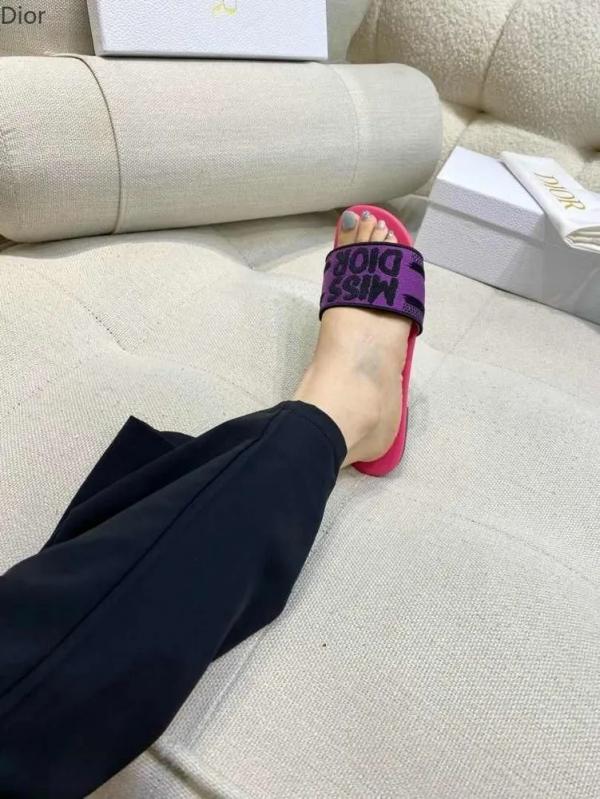 Miss Dior Premium Dway Slide With OG Box & Carry Bag Purple Pink 1063