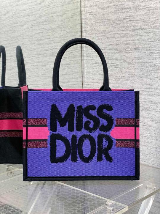 Miss Dior By Christian Dior Graffiti Book Large Tote With OG Box & Dust Bag & Scarf  Purple Pink  41cm  Sale