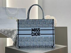 Miss Dior By  Christian Dior Graffiti Book Large Tote With OG Box & Dust Bag & Scarf L Blue 41cm  Sale