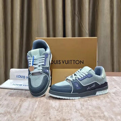 Louis Vuitton LV Trainer Grey Blue Textile Leather UA Quality