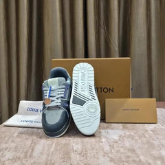 Louis Vuitton LV Trainer Grey Blue Textile Leather UA Quality