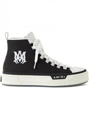 AMIRI Ma court leather trimmed canvas high top sneakers black official 2025 latest colour store article  UA QUALITY