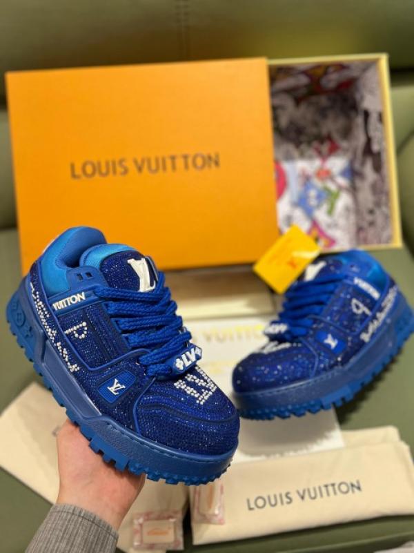 LV UA Vuitton crystal trainer blue diamond PREMIUM UA QUALITY