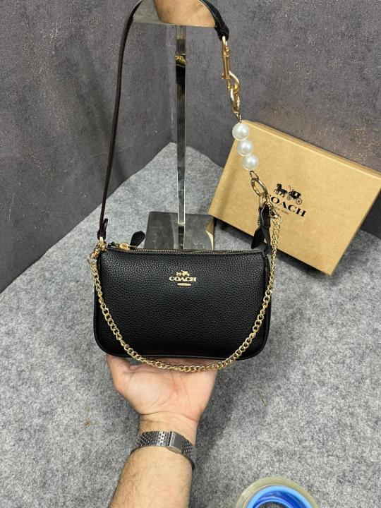 Coach Nolita 19 Black Sling Bag With Box Dust Bag Sling Chain C1001 Black