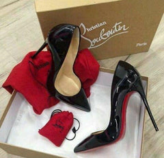Christian Louboutin Miss Iriza 10 Black Z Heels Patent With OG Box & Dust Cover W53