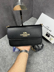 Coach Brynn Shoulder Bag Signature Canvas With OG Box & Dust Cover Black