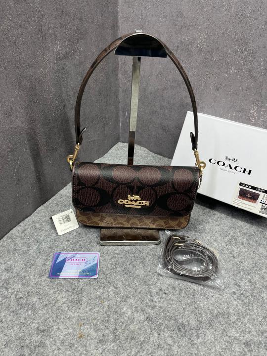 Coach Brynn Shoulder Bag Signature Canvas With OG Box & Dust Cover Coffee