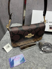 Coach Brynn Shoulder Bag Signature Canvas With OG Box & Dust Cover Coffee