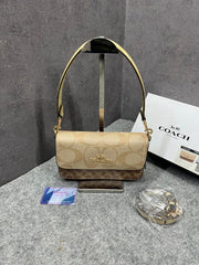 Coach Brynn Shoulder Bag Signature Canvas With OG Box & Dust Cover Brown Apricot