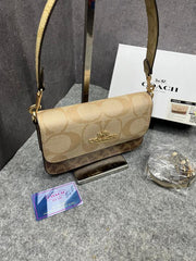Coach Brynn Shoulder Bag Signature Canvas With OG Box & Dust Cover Brown Apricot