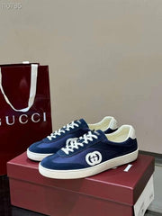 Gucci G75 Interlocking Blue Suede Sneaker